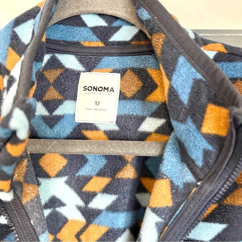 Sonoma Jacket Mens Size Medium Supersoft Arctic Fleece Blue Aztec Full Zipper - Picture 5 of 11